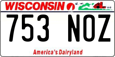 WI license plate 753NOZ