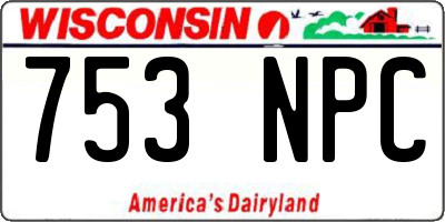 WI license plate 753NPC