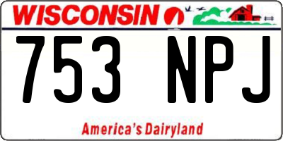 WI license plate 753NPJ