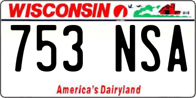 WI license plate 753NSA