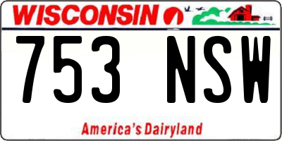 WI license plate 753NSW