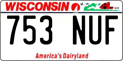 WI license plate 753NUF