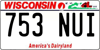 WI license plate 753NUI