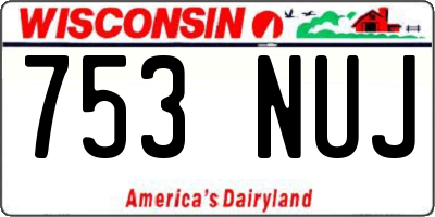 WI license plate 753NUJ