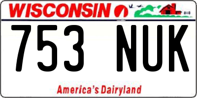 WI license plate 753NUK