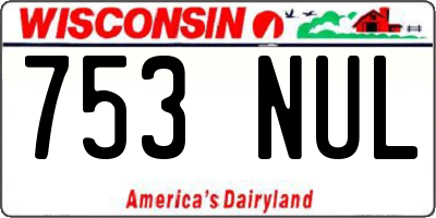 WI license plate 753NUL