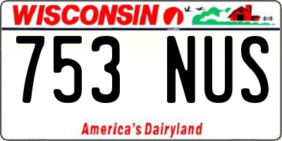 WI license plate 753NUS