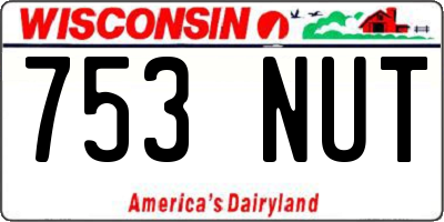 WI license plate 753NUT
