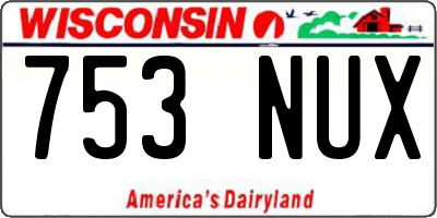 WI license plate 753NUX