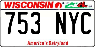 WI license plate 753NYC