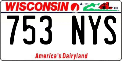 WI license plate 753NYS