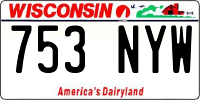 WI license plate 753NYW