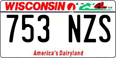 WI license plate 753NZS