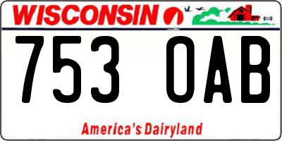 WI license plate 753OAB
