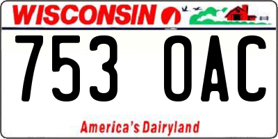 WI license plate 753OAC