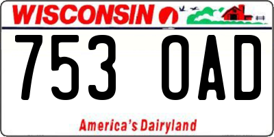 WI license plate 753OAD