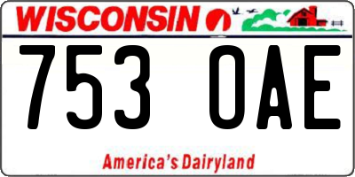 WI license plate 753OAE