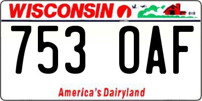 WI license plate 753OAF