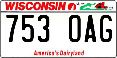 WI license plate 753OAG