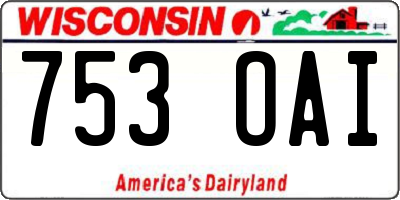 WI license plate 753OAI