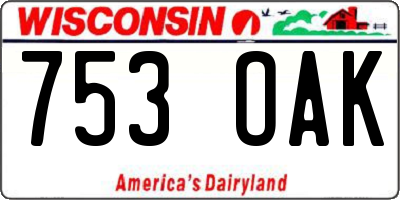 WI license plate 753OAK