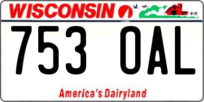 WI license plate 753OAL
