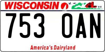 WI license plate 753OAN