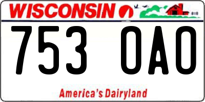 WI license plate 753OAO