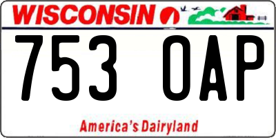 WI license plate 753OAP