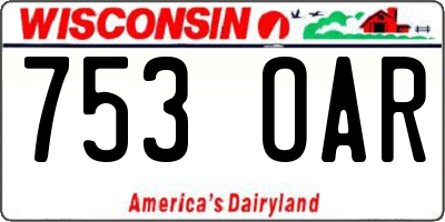 WI license plate 753OAR