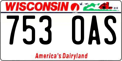 WI license plate 753OAS
