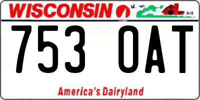 WI license plate 753OAT