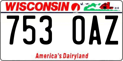 WI license plate 753OAZ