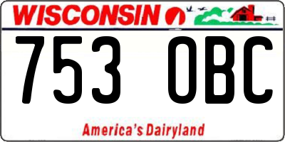 WI license plate 753OBC