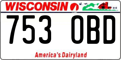 WI license plate 753OBD