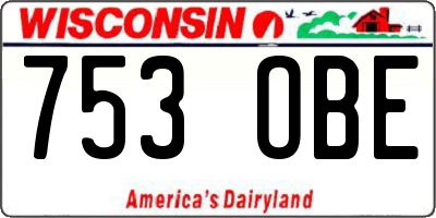 WI license plate 753OBE