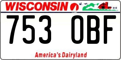WI license plate 753OBF