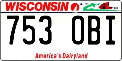 WI license plate 753OBI