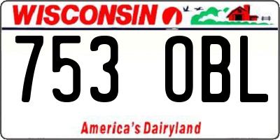 WI license plate 753OBL