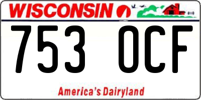 WI license plate 753OCF