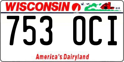 WI license plate 753OCI