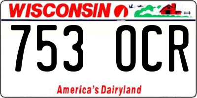 WI license plate 753OCR