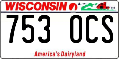 WI license plate 753OCS