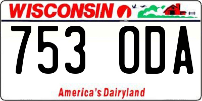 WI license plate 753ODA