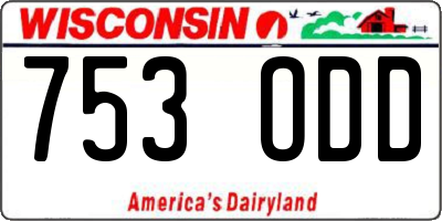 WI license plate 753ODD