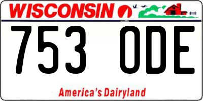 WI license plate 753ODE