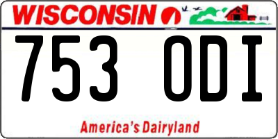 WI license plate 753ODI