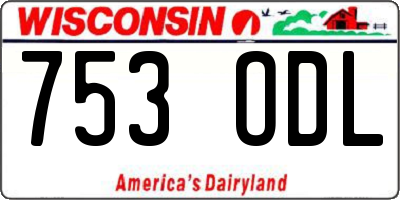 WI license plate 753ODL
