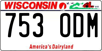 WI license plate 753ODM