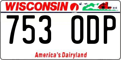 WI license plate 753ODP